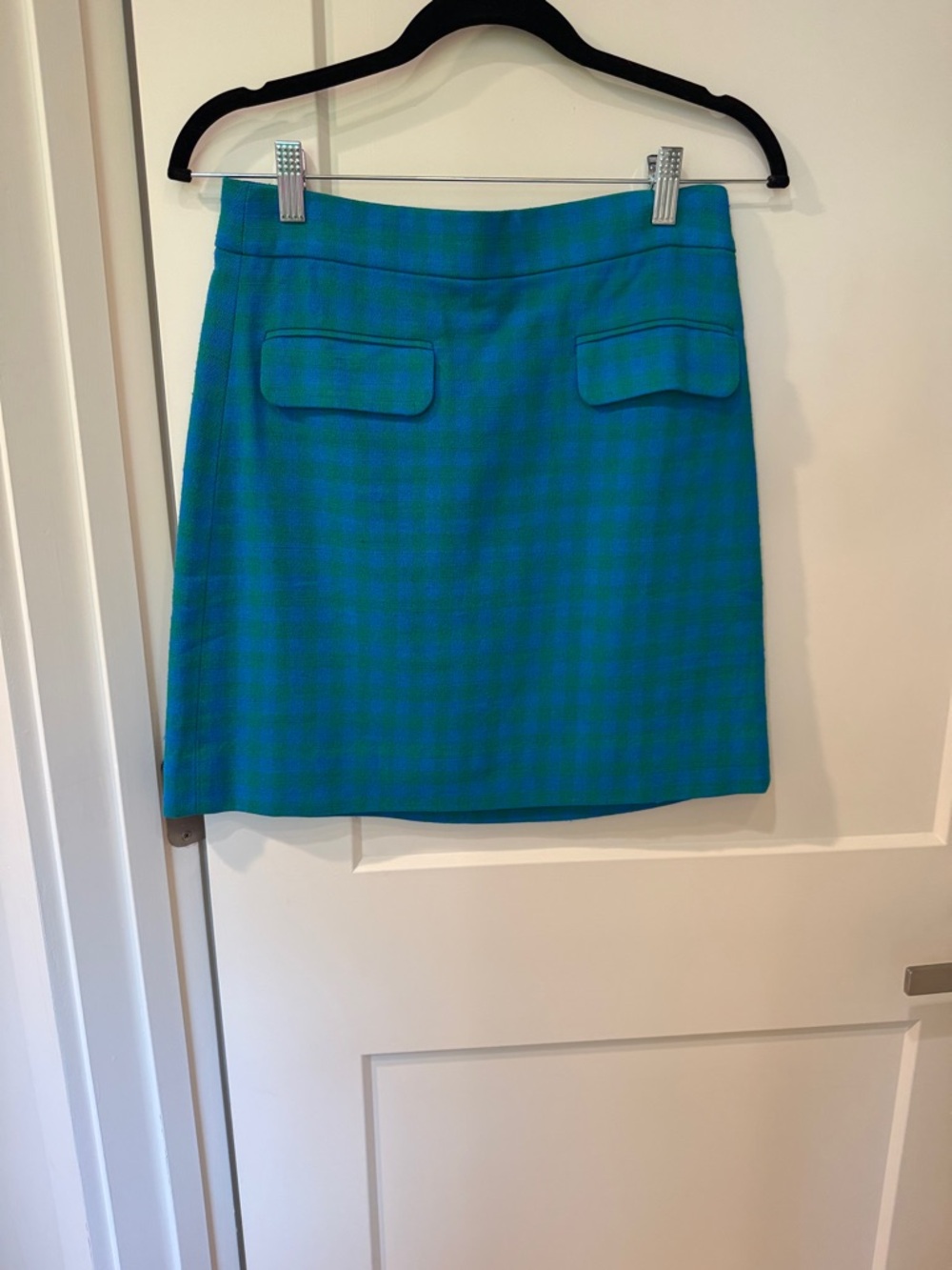 J. Crew Teal & Blue Plaid Mini Skirt